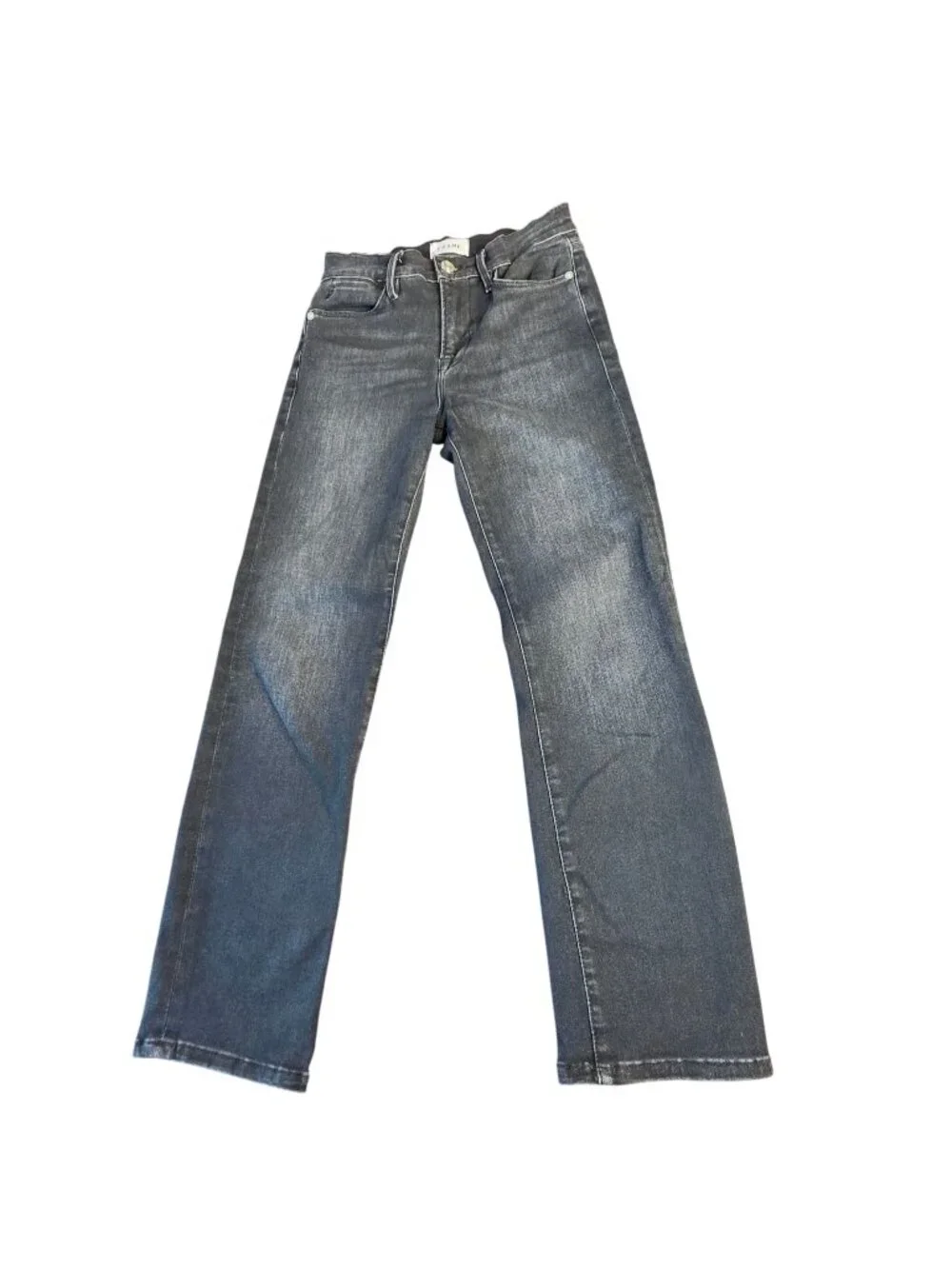 Frame Tinsley Straight Leg Jeans Gray Mid-Rise Stretch Denim Size 26